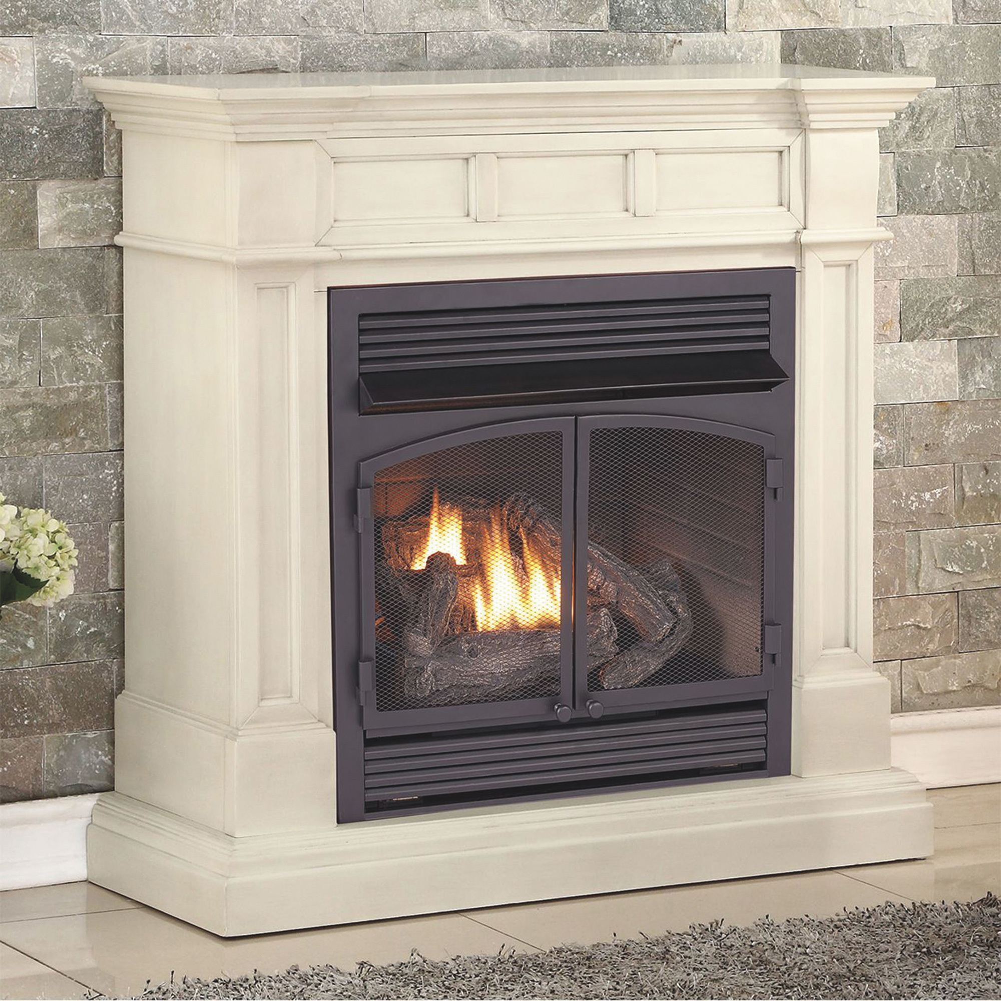 Bluegrass Living Vent-Free Dual Fuel Fireplace With Mantel, 32,000 BTU ...